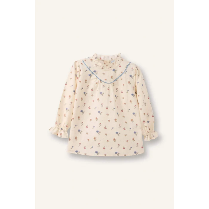 Defacto G8095A5ER99 Ekru %100 Pamuklu Çiçekli Gömlek Kız Bebek