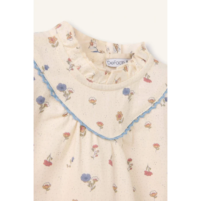 Defacto G8095A5ER99 Ekru %100 Pamuklu Çiçekli Gömlek Kız Bebek