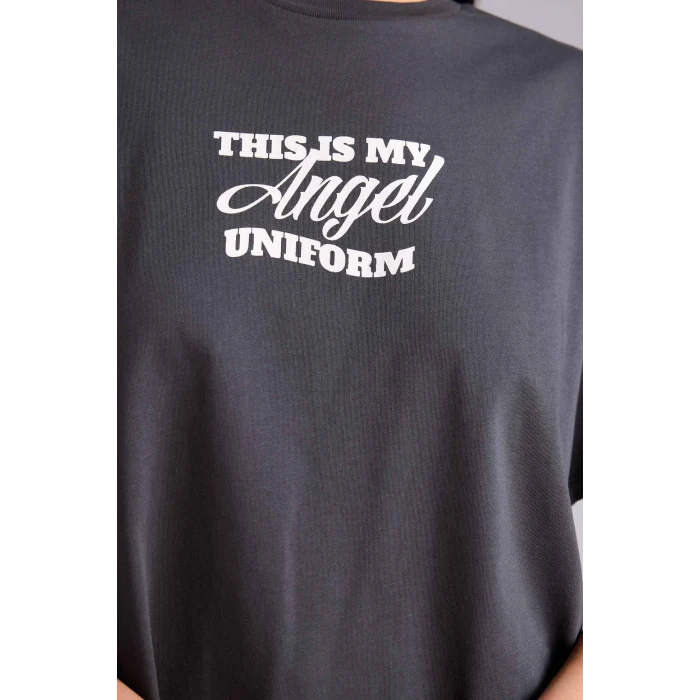 Defacto G9618AXAR191 Antrasit Oversıze Sırt Baskılı Tişört