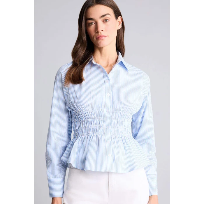 Defacto H0347AXBE306 Mavi Fıtted Çizgili Poplin Gömlek