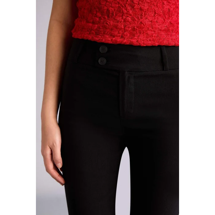 Defacto G2313AXBK81 Siyah Flare Fıt Fermuarlı Normal Bel Bengalin Pantolon