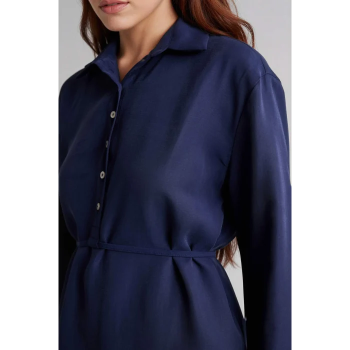 Defacto G7263AXNV31 Lacivert Regular Fıt Modal Uzun Kollu Tunik