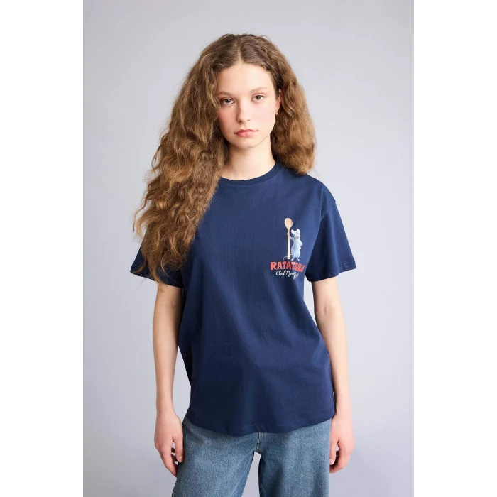 Defacto G8728AXNV256 Lacivert Ratatouille Oversıze Sırt Baskılı Tişört