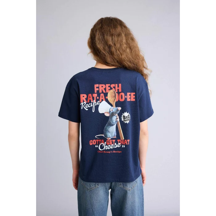 Defacto G8728AXNV256 Lacivert Ratatouille Oversıze Sırt Baskılı Tişört