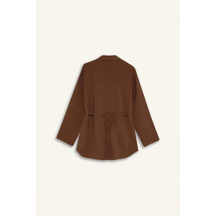 Defacto G7263AXBN323 Kahve Regular Fıt Modal Uzun Kollu Tunik