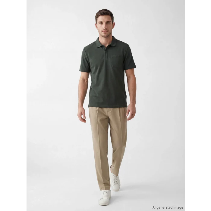 LCWAIKIKI Classic Yeşil Polo Yaka Pike Erkek Tişört