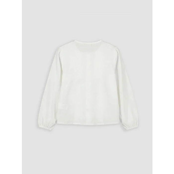 LCW Kids Ekru Fiyonklu Poplin Kız Çocuk Gömlek