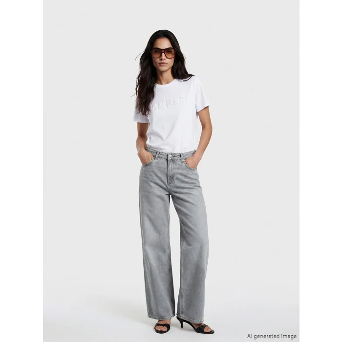 LCW Jeans Gri Wideleg Kadın Jean Pantolon