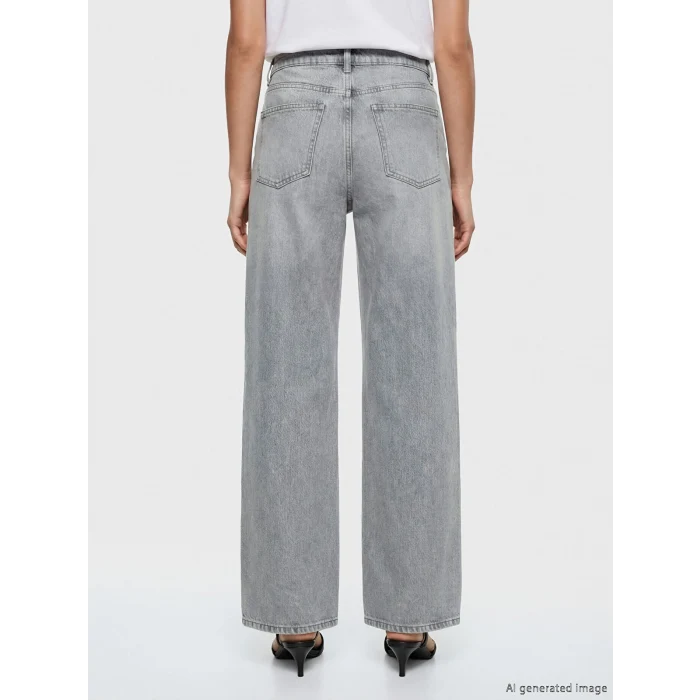 LCW Jeans Gri Wideleg Kadın Jean Pantolon