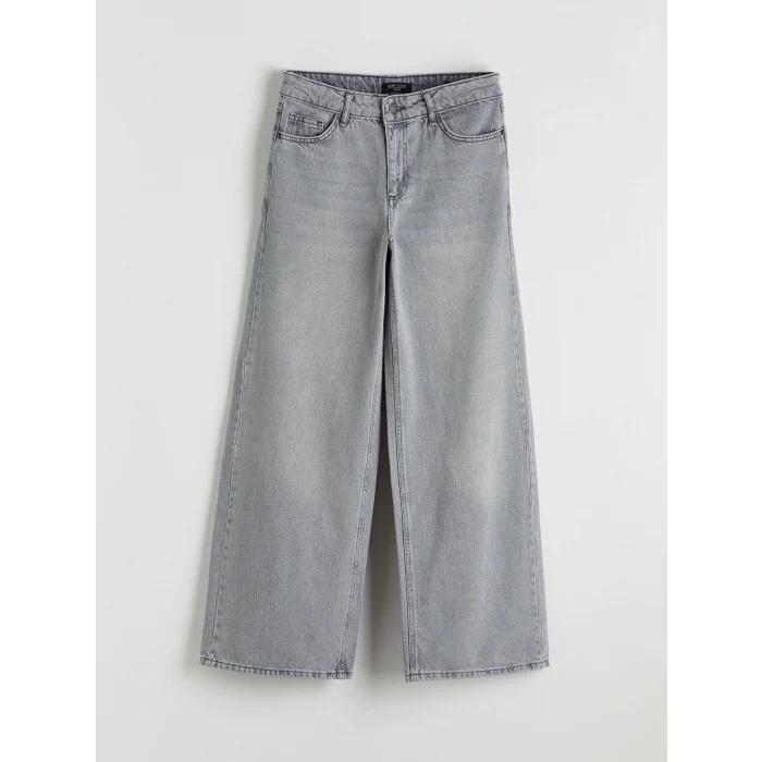 LCW Jeans Gri Wideleg Kadın Jean Pantolon