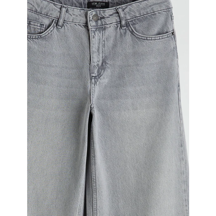 LCW Jeans Gri Wideleg Kadın Jean Pantolon