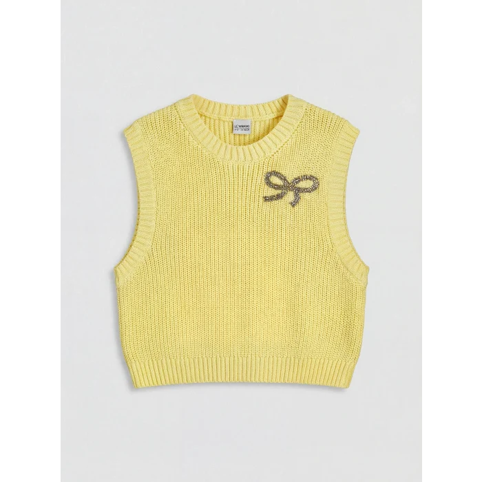 LCW Kids Beyaz Kız Çocuk Triko Süveter ve Gömlek