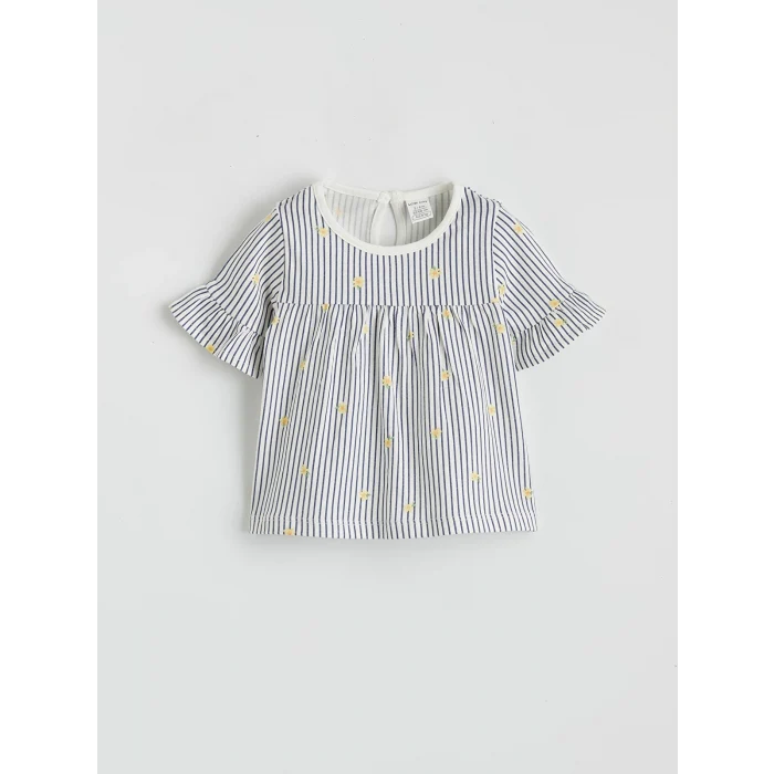 LCW baby Mor Çizgili Kız Bebek Bluz ve Tayt