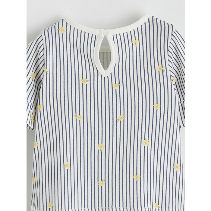 LCW baby Mor Çizgili Kız Bebek Bluz ve Tayt