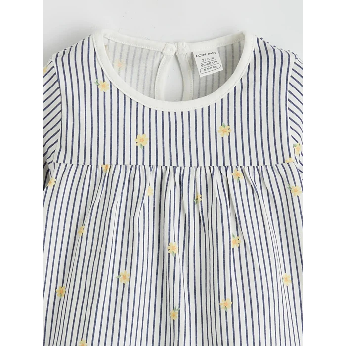 LCW baby Mor Çizgili Kız Bebek Bluz ve Tayt