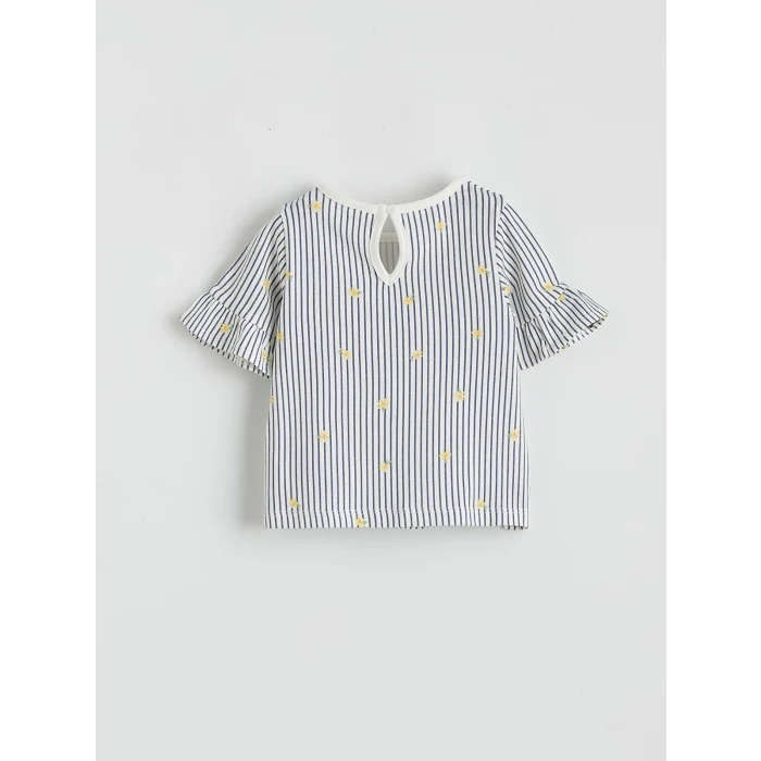 LCW baby Mor Çizgili Kız Bebek Bluz ve Tayt