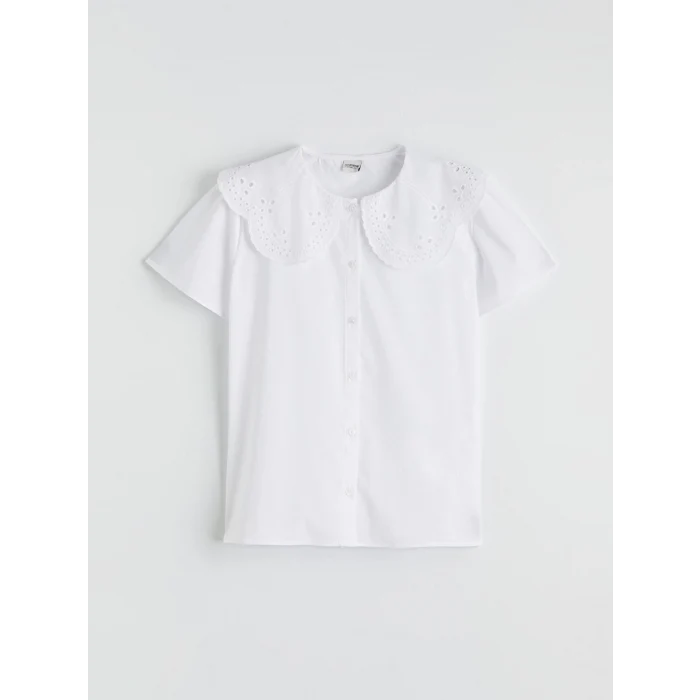 LCW Kids Beyaz Bebe Yaka Kız Çocuk Poplin Gömlek