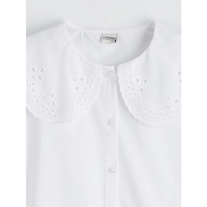 LCW Kids Beyaz Bebe Yaka Kız Çocuk Poplin Gömlek