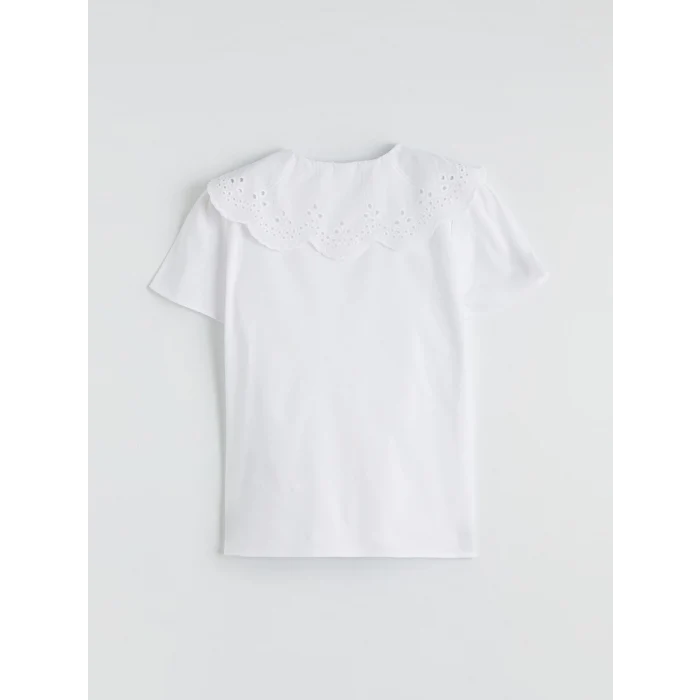 LCW Kids Beyaz Bebe Yaka Kız Çocuk Poplin Gömlek