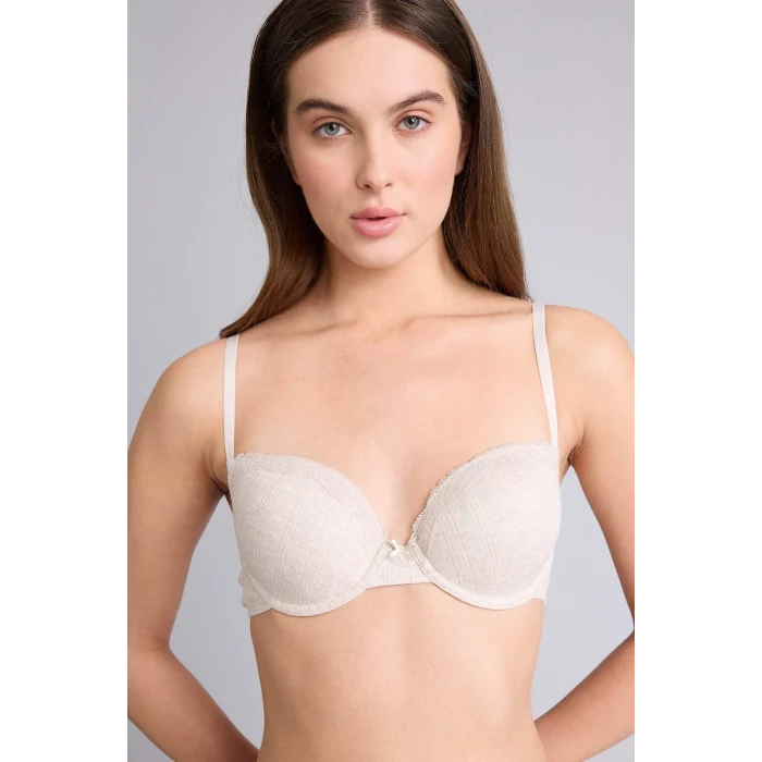 Defacto F6142AXBN503 Kahve Kaplı Pedsiz Balenli Tişört Bra