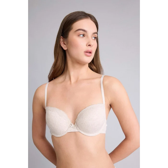 Defacto F6142AXBN503 Kahve Kaplı Pedsiz Balenli Tişört Bra