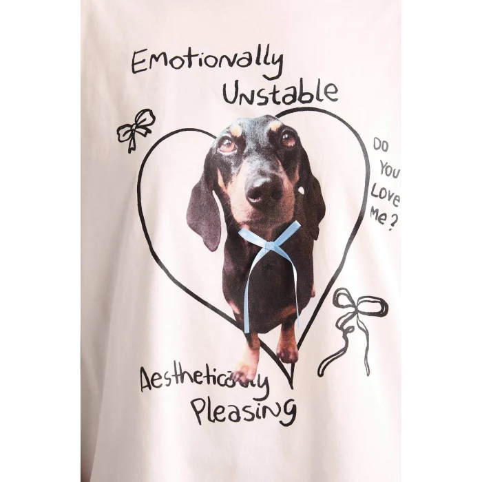 Defacto G9624AXWT32 Beyaz Oversıze Baskılı Tişört