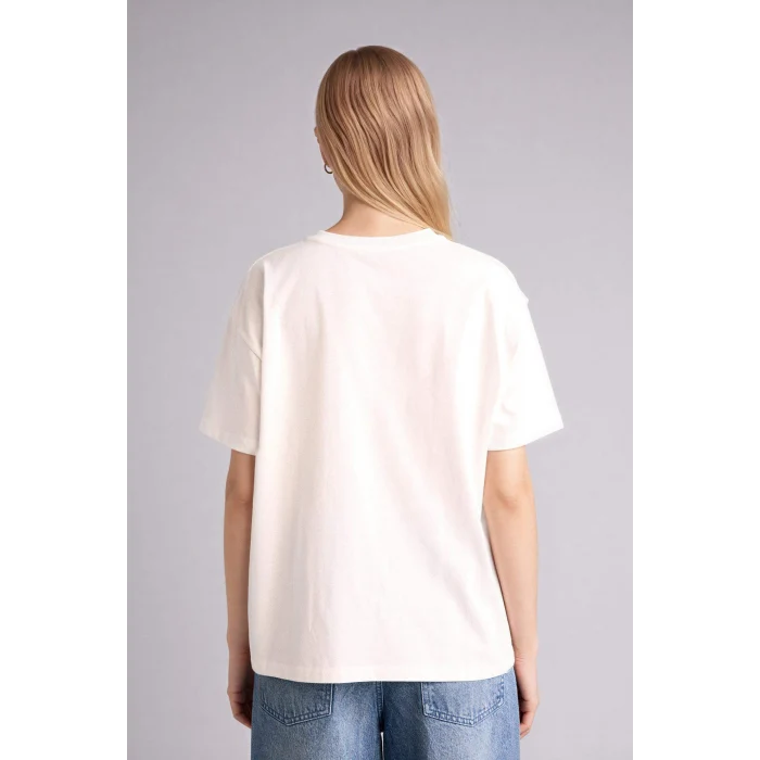 Defacto G9624AXWT32 Beyaz Oversıze Baskılı Tişört