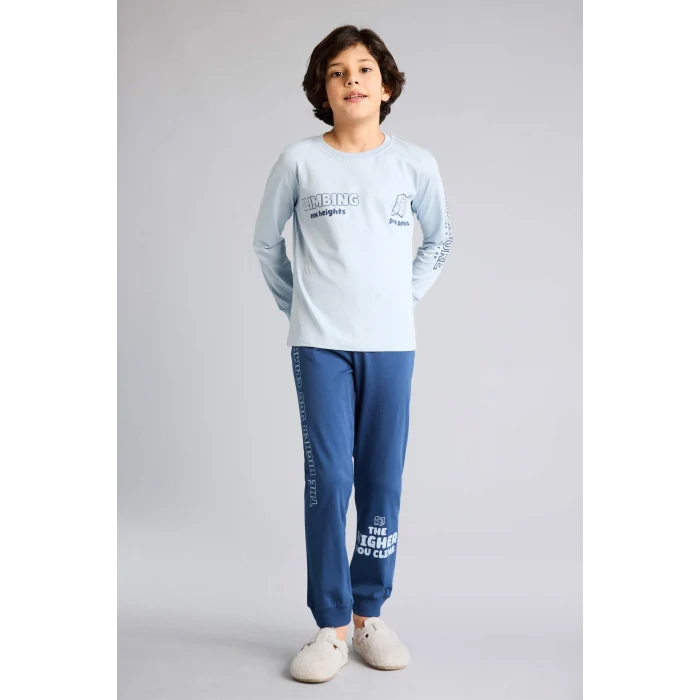 Defacto G9976A8BE523 Mavi 2li Pijama Takımı Erkek Çocuk