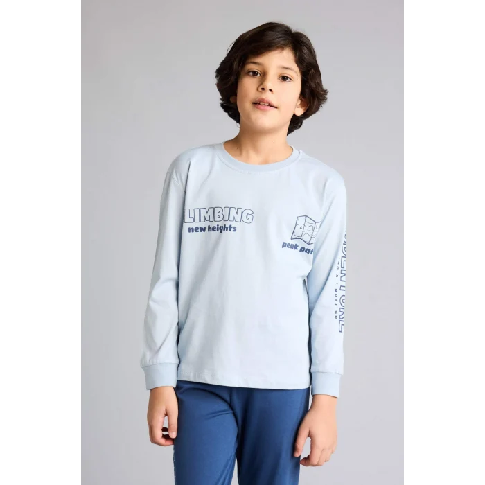 Defacto G9976A8BE523 Mavi 2li Pijama Takımı Erkek Çocuk