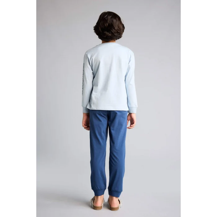 Defacto G9976A8BE523 Mavi 2li Pijama Takımı Erkek Çocuk