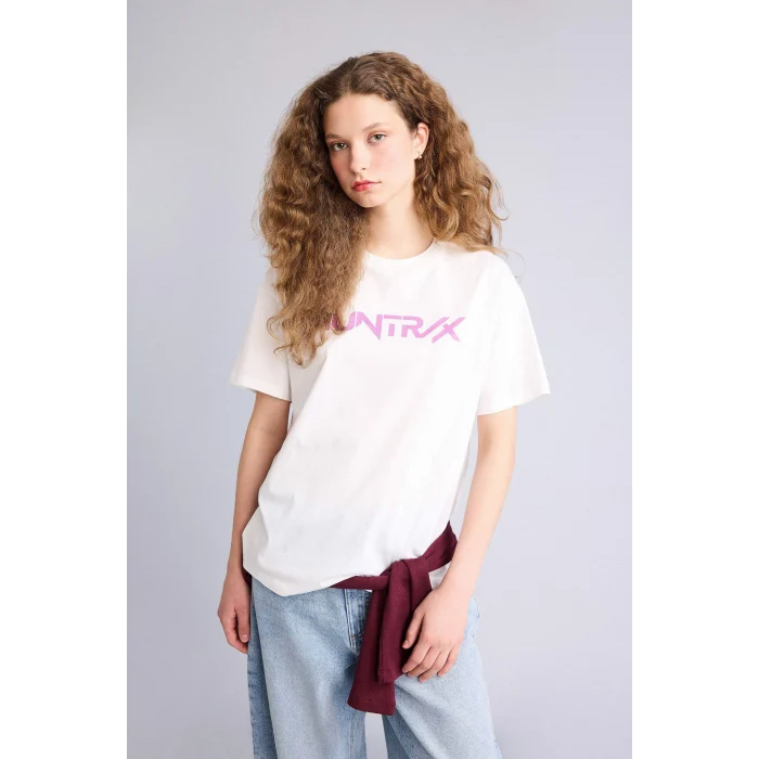 Defacto H0526AXWT32 Beyaz Kpop - Demon Hunters Oversıze Tişört