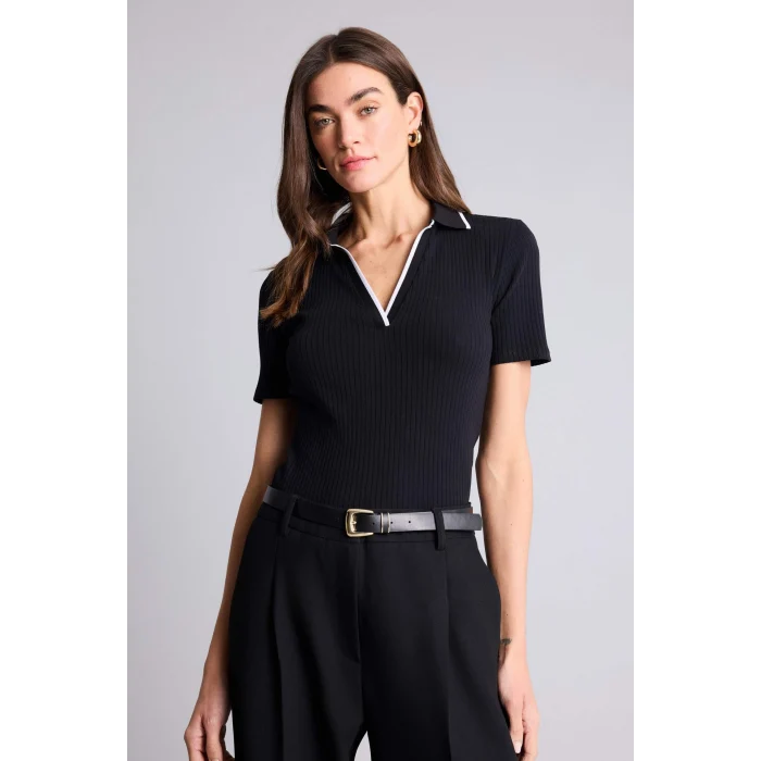 Defacto E5786AXBK81 Siyah Slım Fıt Polo Yaka Fitilli Kaşkorse Tişört