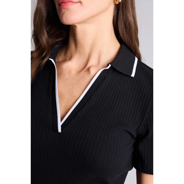 Defacto E5786AXBK81 Siyah Slım Fıt Polo Yaka Fitilli Kaşkorse Tişört