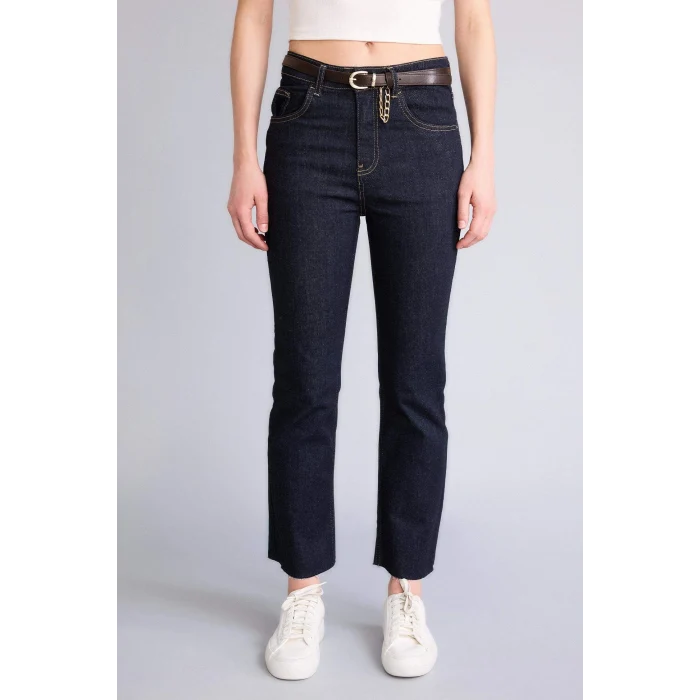 Defacto G7548AXNM82 Mavi Crop Flare Fıt Yüksek Bel Jean Pantolon