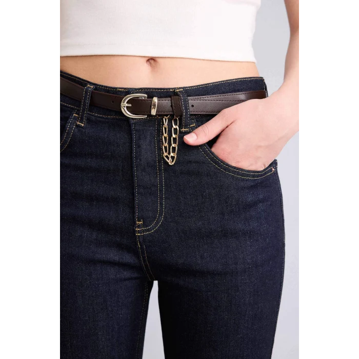 Defacto G7548AXNM82 Mavi Crop Flare Fıt Yüksek Bel Jean Pantolon