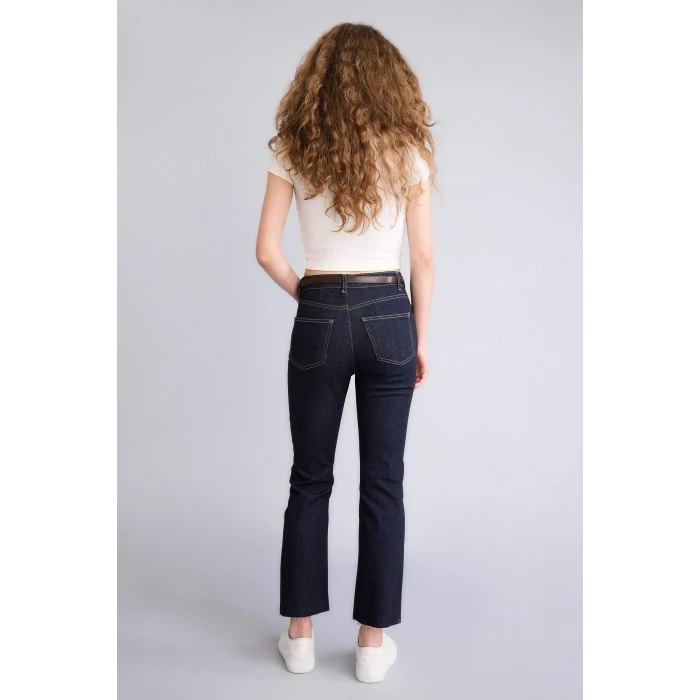 Defacto G7548AXNM82 Mavi Crop Flare Fıt Yüksek Bel Jean Pantolon