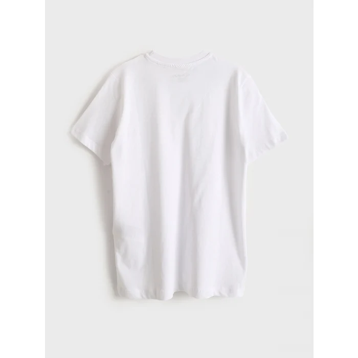 LCW Kids Beyaz Bisiklet Yaka Erkek Çocuk Tişört