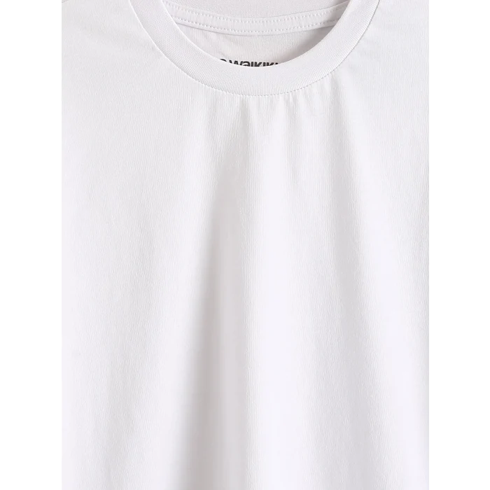 LCW Kids Beyaz Bisiklet Yaka Erkek Çocuk Tişört