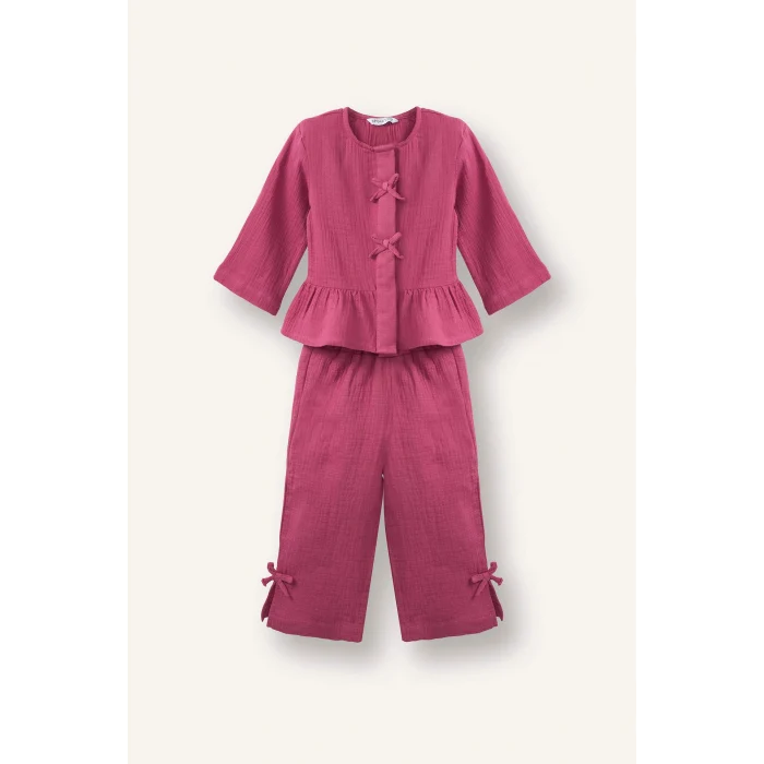 Defacto G8736A5BR123 Bordo Müslin 2li Takım Kız Bebek