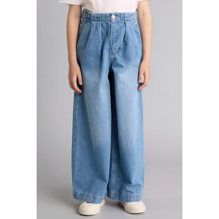 Defacto G9426A8NM39 Mavi Wıde Leg Jean Pantolon Kız Çocuk