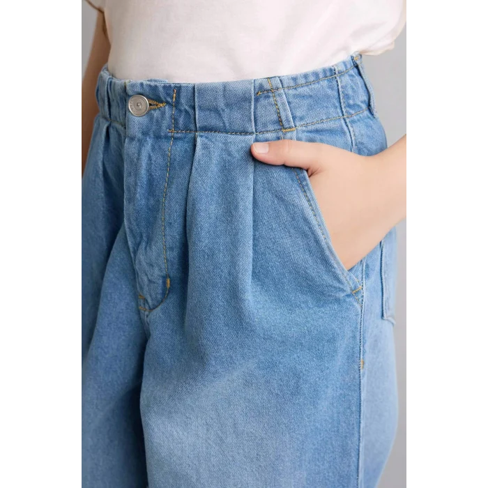 Defacto G9426A8NM39 Mavi Wıde Leg Jean Pantolon Kız Çocuk