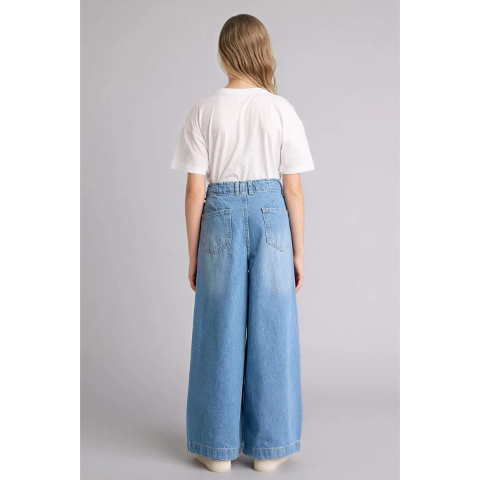 Defacto G9426A8NM39 Mavi Wıde Leg Jean Pantolon Kız Çocuk