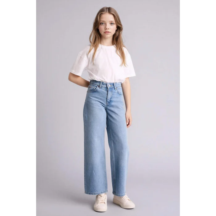 Defacto G4654A8NM39 Mavi Straıght Wıde Jean Pantolon Kız Çocuk