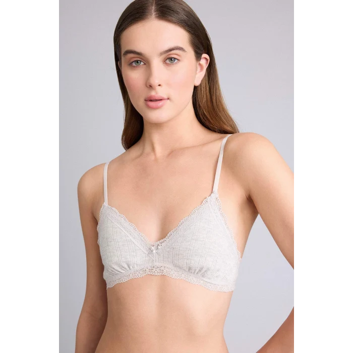 Defacto G7762AXGR93 Gri Dantel Detaylı Çıkarılabilir Kap Çıkarılabilir Pedli Balensiz Bralet