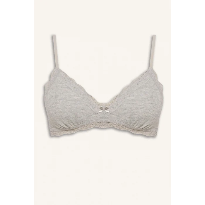 Defacto G7762AXGR93 Gri Dantel Detaylı Çıkarılabilir Kap Çıkarılabilir Pedli Balensiz Bralet