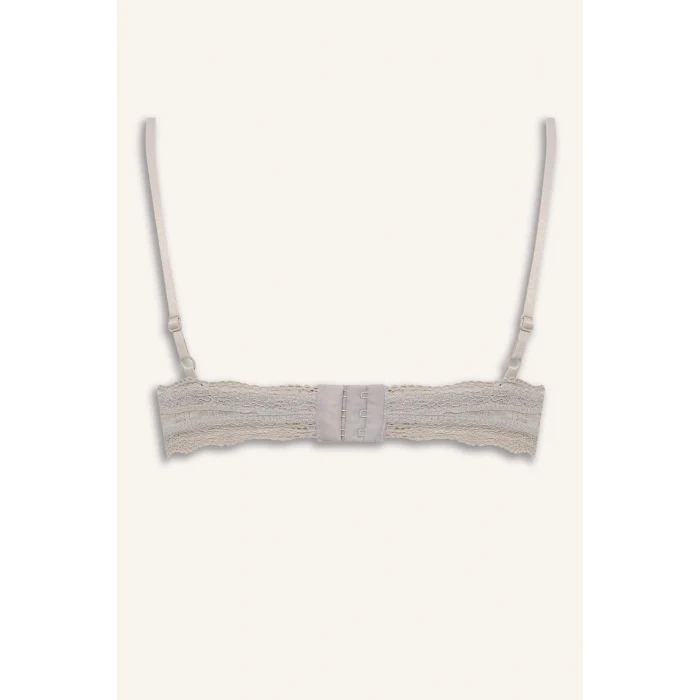 Defacto G7762AXGR93 Gri Dantel Detaylı Çıkarılabilir Kap Çıkarılabilir Pedli Balensiz Bralet