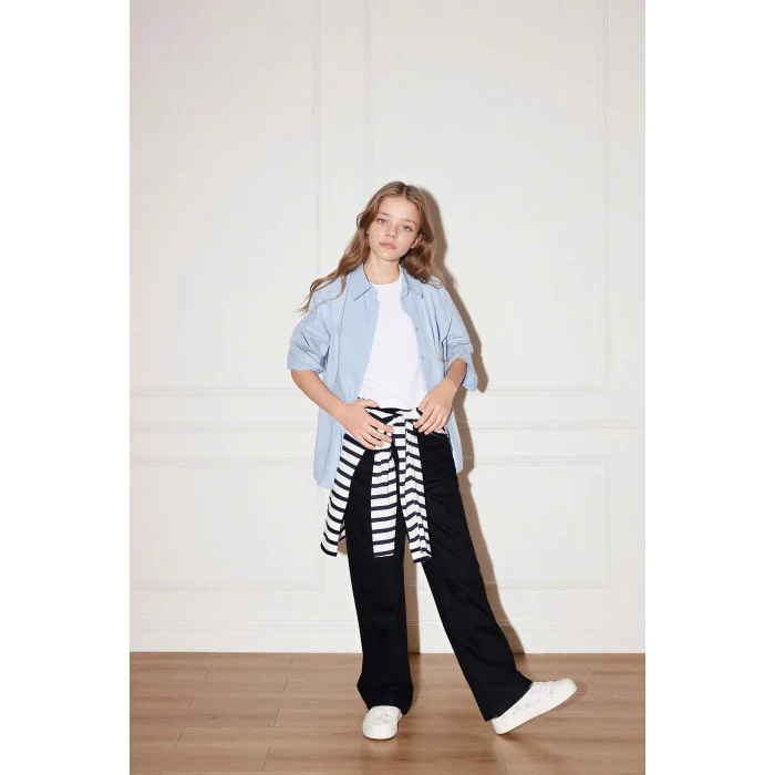 Defacto G7382A8BE177 Mavi Oxford 2li Uzun Kollu Gömlek Kız Çocuk