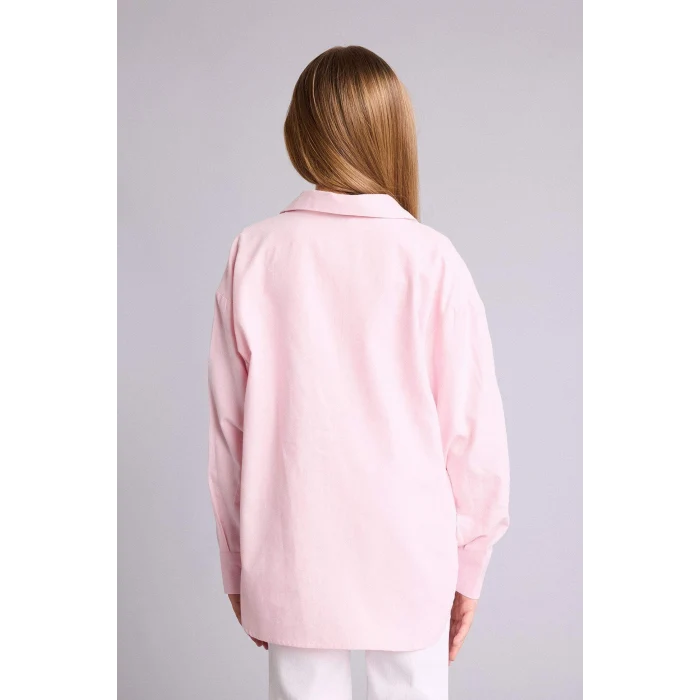 Defacto G7382A8PN693 Pembe Oxford Gömlek Tişört 2li Takım Kız Çocuk