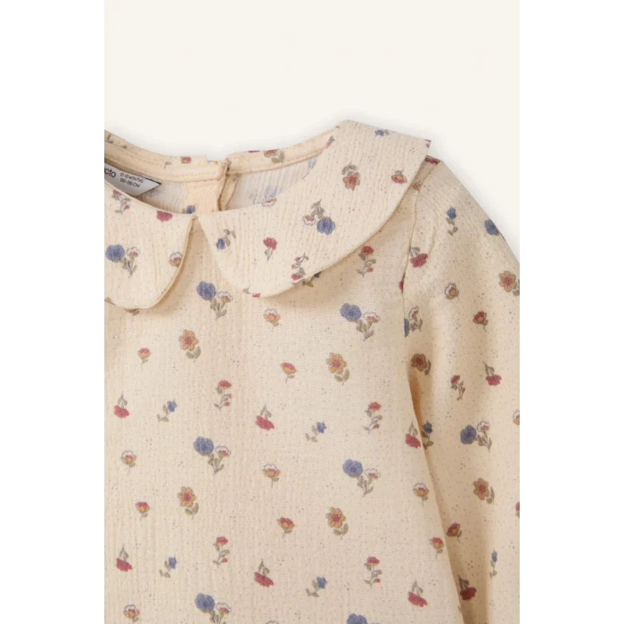 Defacto G8739A5ER99 Ekru Çiçekli Müslin 2li Takım Kız Bebek