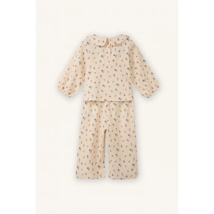 Defacto G8739A5ER99 Ekru Çiçekli Müslin 2li Takım Kız Bebek